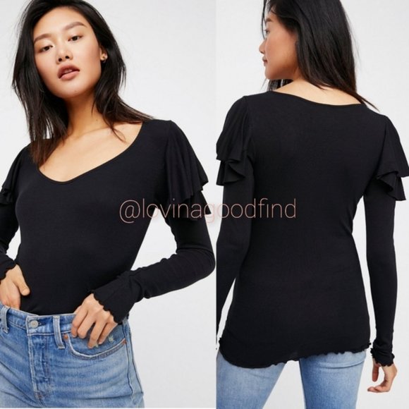 FREE PEOPLE On The Rewind Layering Top Black EUC sz L - Picture 13 of 13